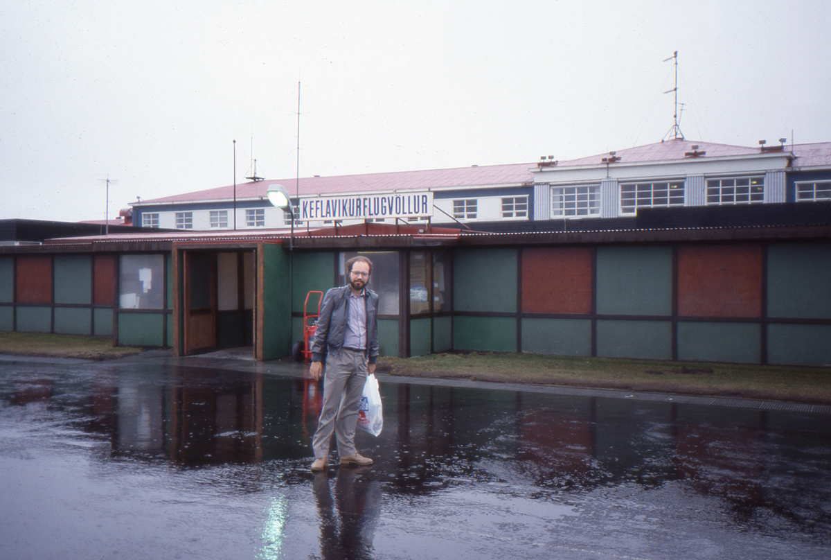 Steven Michelsen at
                Reykyavik airport in the 1980s